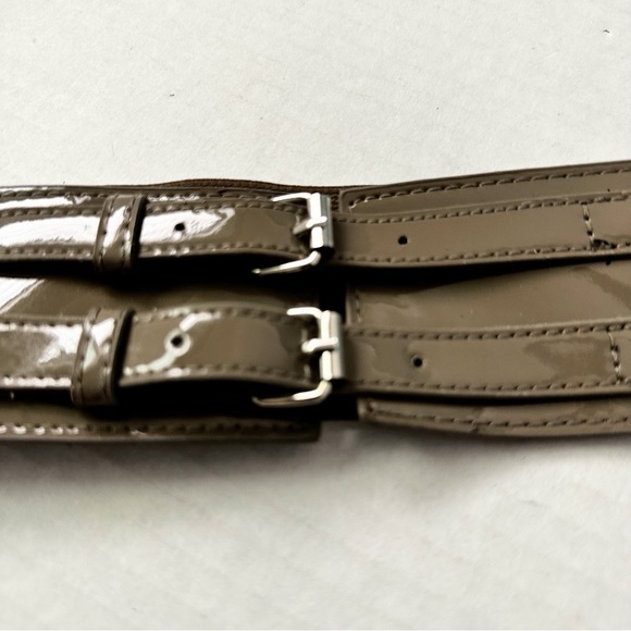 Belt Corset Stretch Double Buckle Taupe with Silver Hardware - Picture 9 of 11